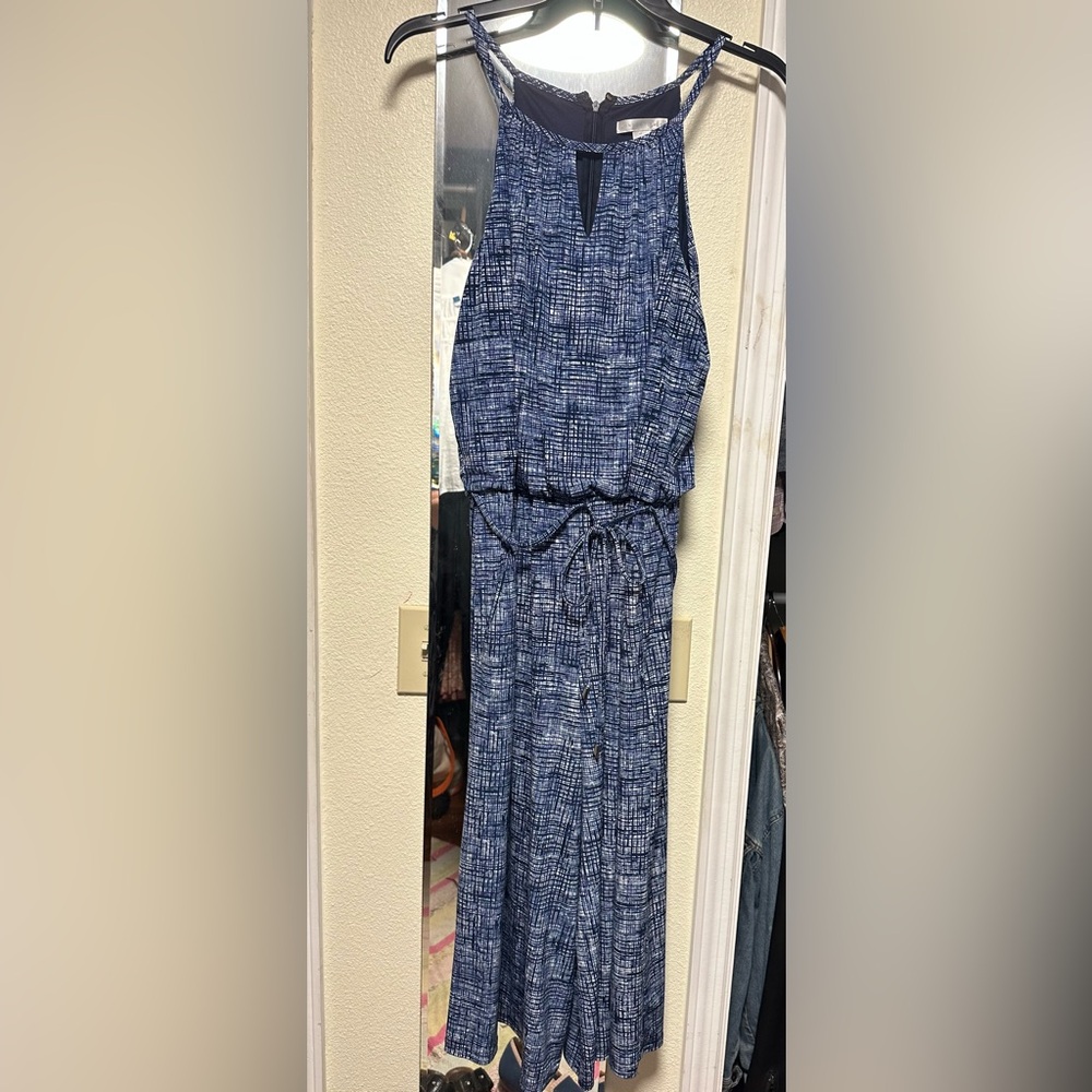 London Times Navy and White Patterned cropped pants